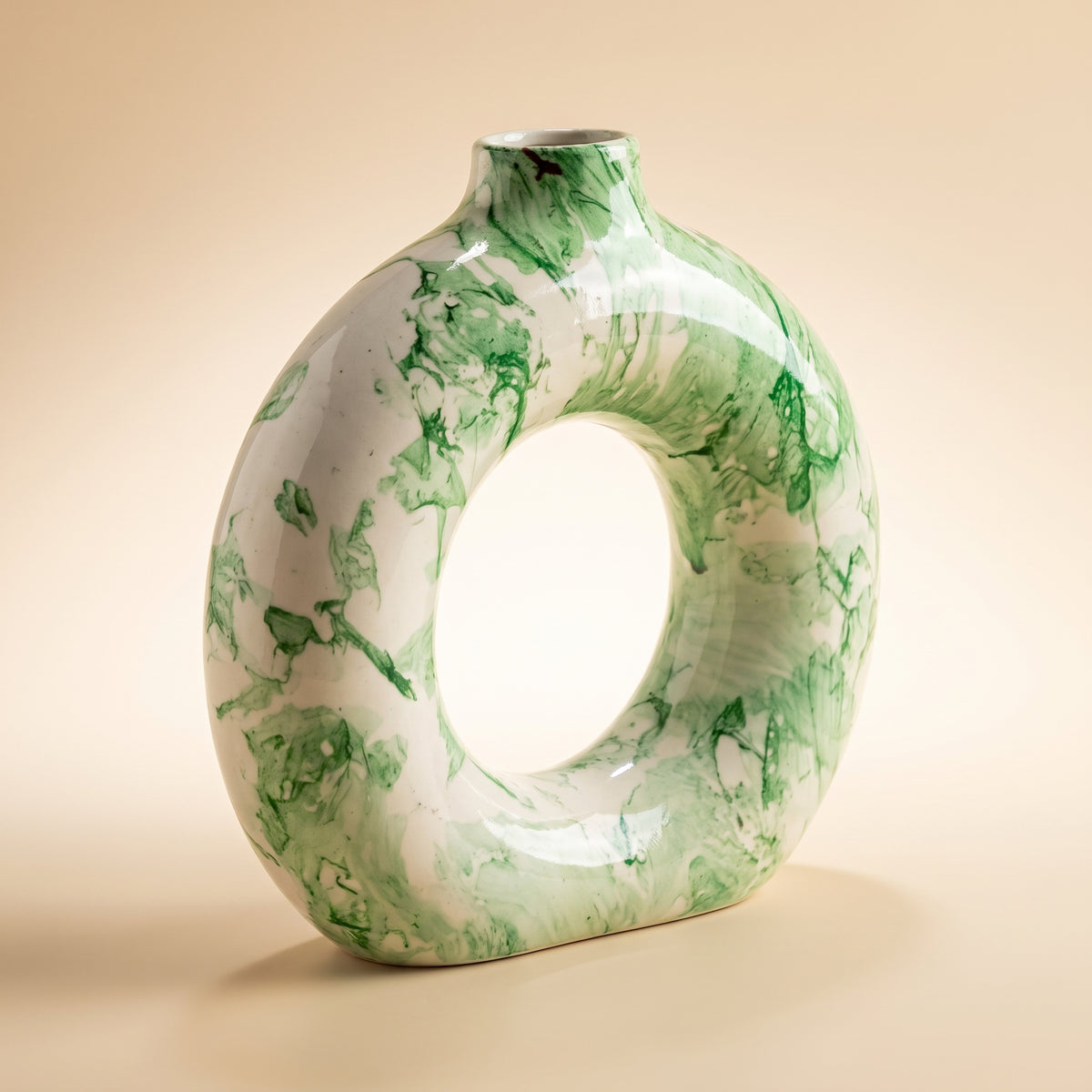 Verdant Loop Ceramic Vase — 8 Inch