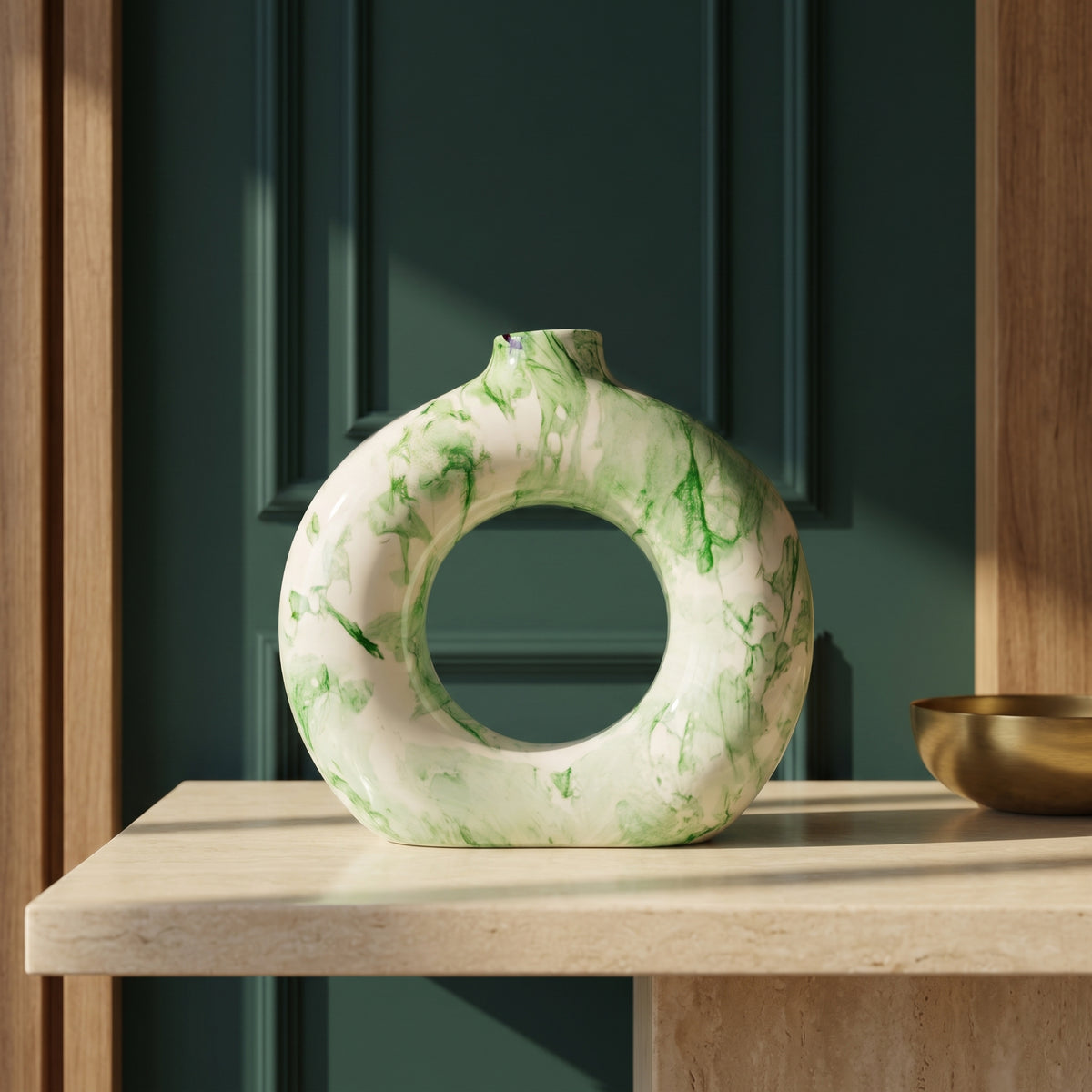 Verdant Loop Ceramic Vase — 8 Inch