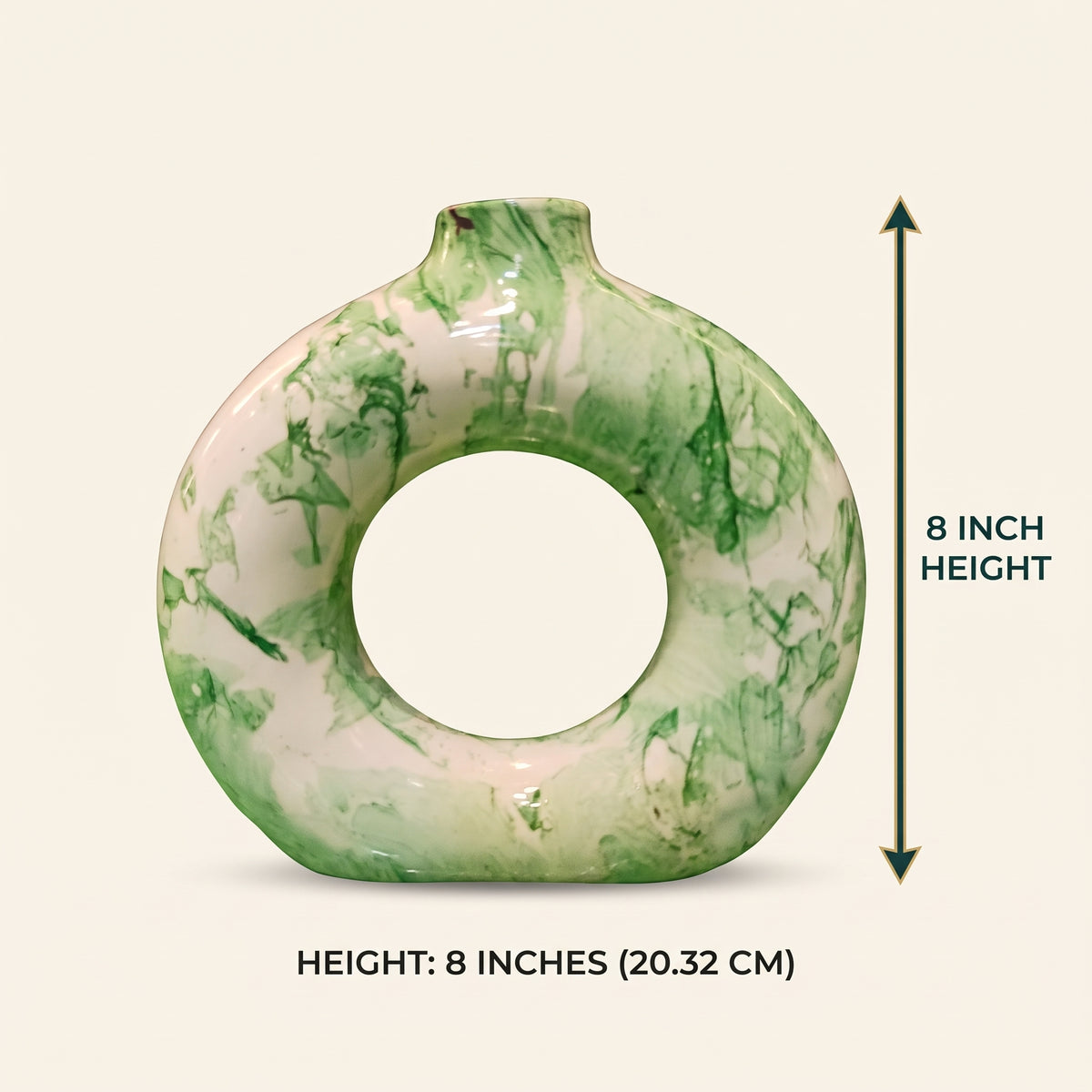 Verdant Loop Ceramic Vase — 8 Inch